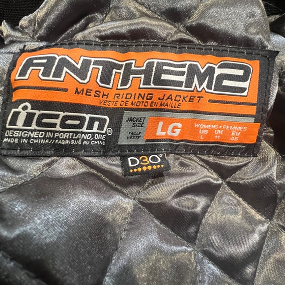 Icon Anthem 2 Mesh Jacket Womens Sz L D30 Riding Padded Removable Liner Black - Picture 3 of 16